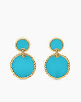 DY Elements® Double Drop Earrings in 18K Yellow Gold with Turquoise, 33mm
